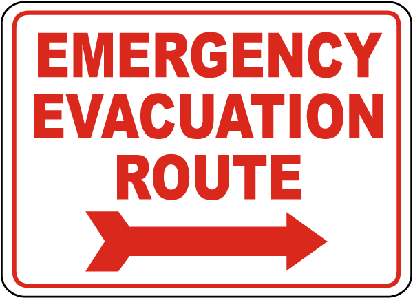 emergency EVACUATION rout signage - safetynotes.in Workplace Emergencies Emergency Action Plan Evacuation Procedures OSHA Emergency Preparedness Hazardous Material Safety