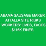 Alabama sausage maker at Attalla site risks workers’ lives, faces $116K fines.