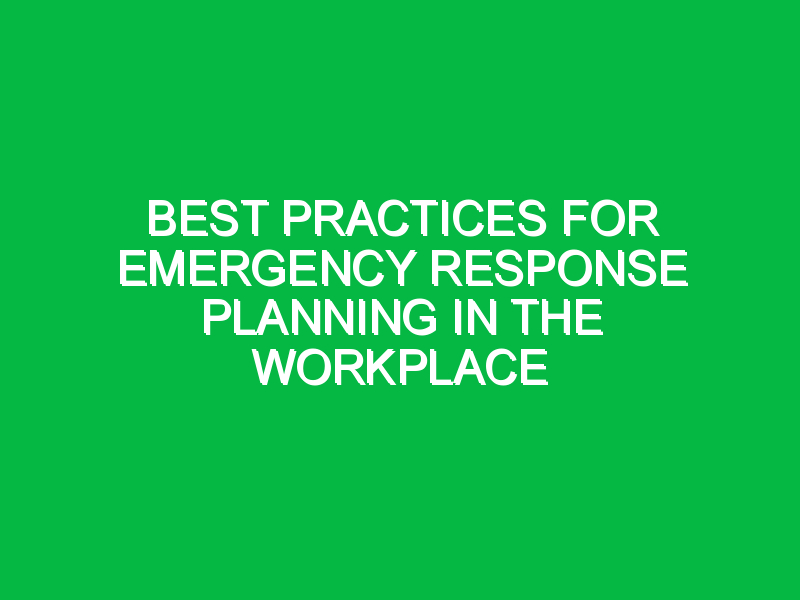 Best Practices for Emergency Response Planning in the Workplace