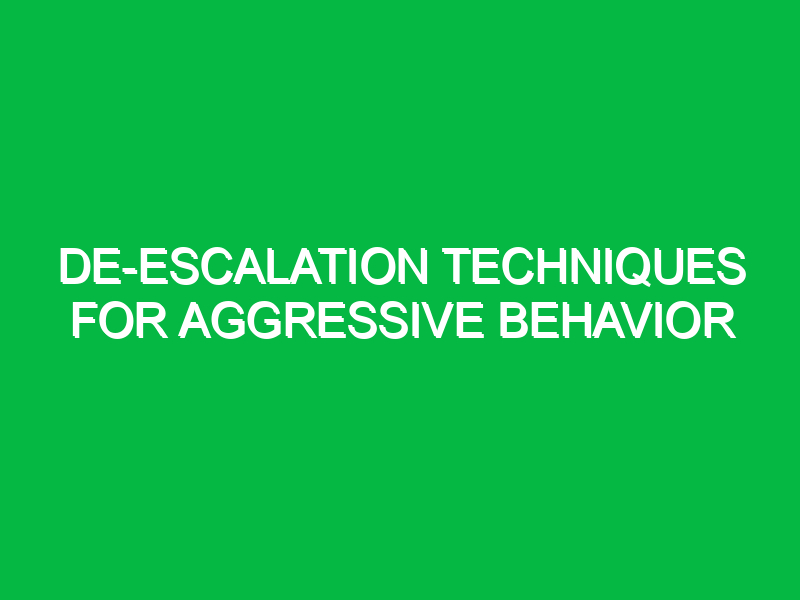 De-escalation techniques for aggressive behavior