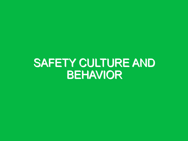 Safety Culture and Behavior