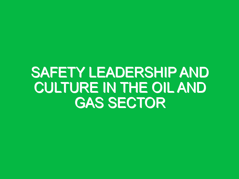 Safety Leadership and Culture in the Oil and Gas Sector