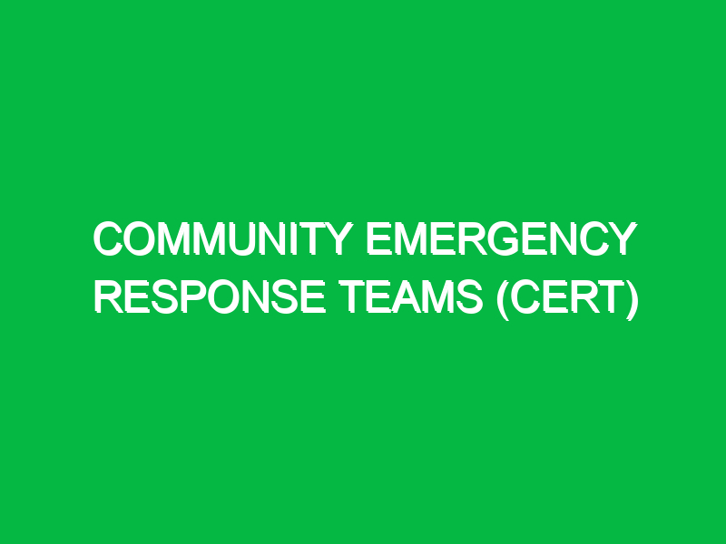 Community emergency response teams (CERT)