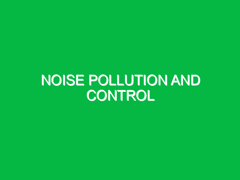 Noise Pollution and Control