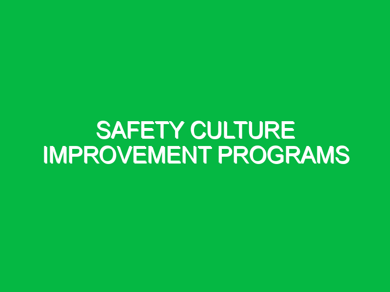 Safety Culture Improvement Programs