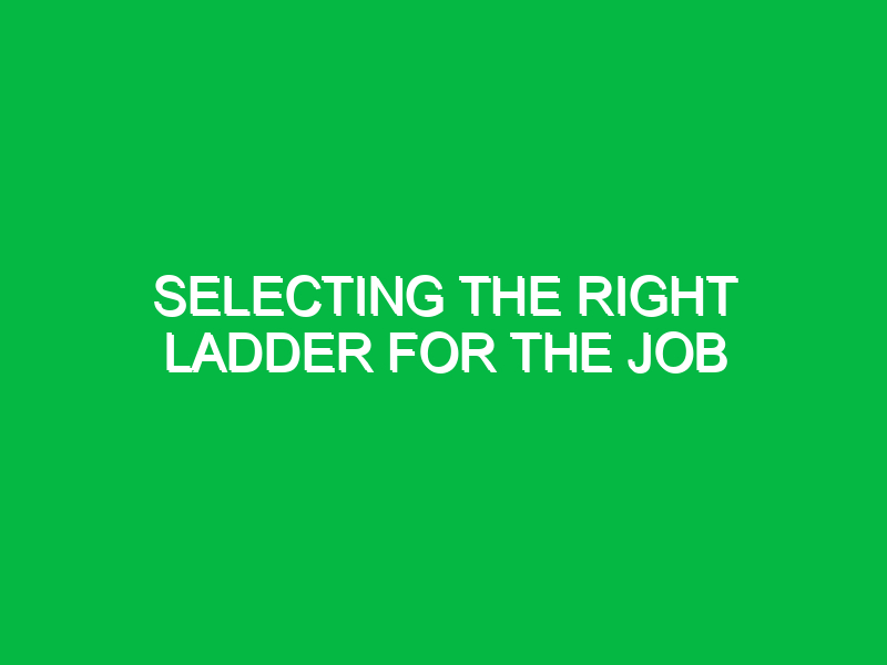 Selecting the right ladder for the job