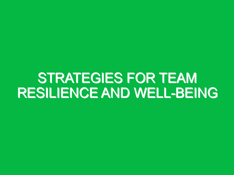Strategies for team resilience and well-being
