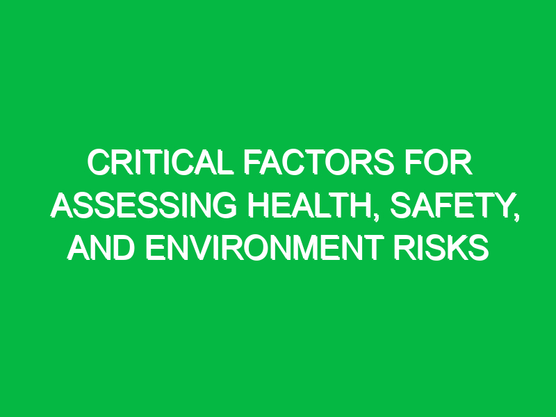 Critical Factors for Assessing Health, Safety, and Environment Risks