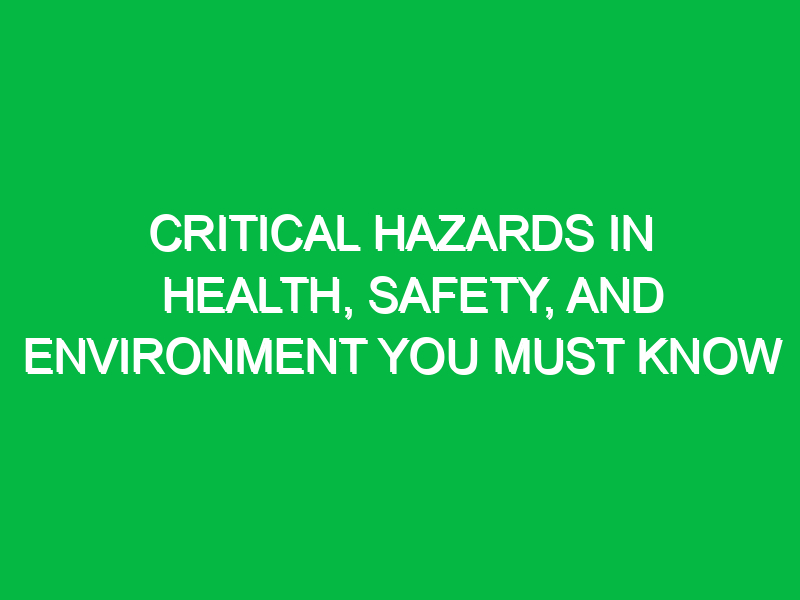 Critical Hazards in Health, Safety, and Environment You Must Know