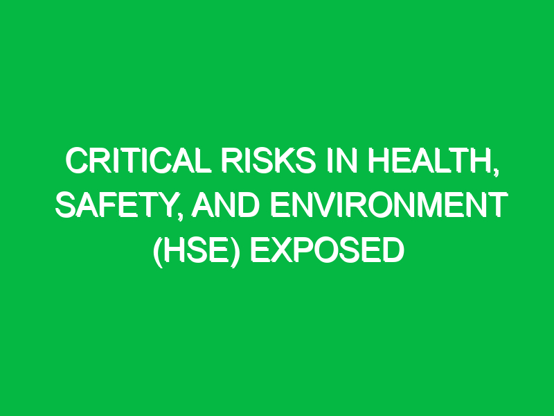 Critical Risks in Health, Safety, and Environment (HSE) Exposed