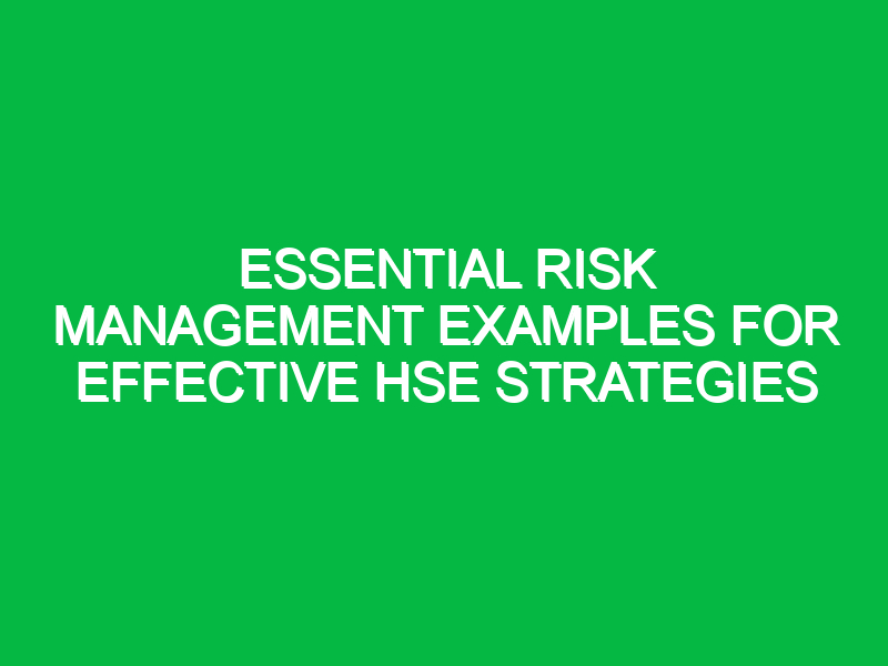 Essential Risk Management Examples for Effective HSE Strategies
