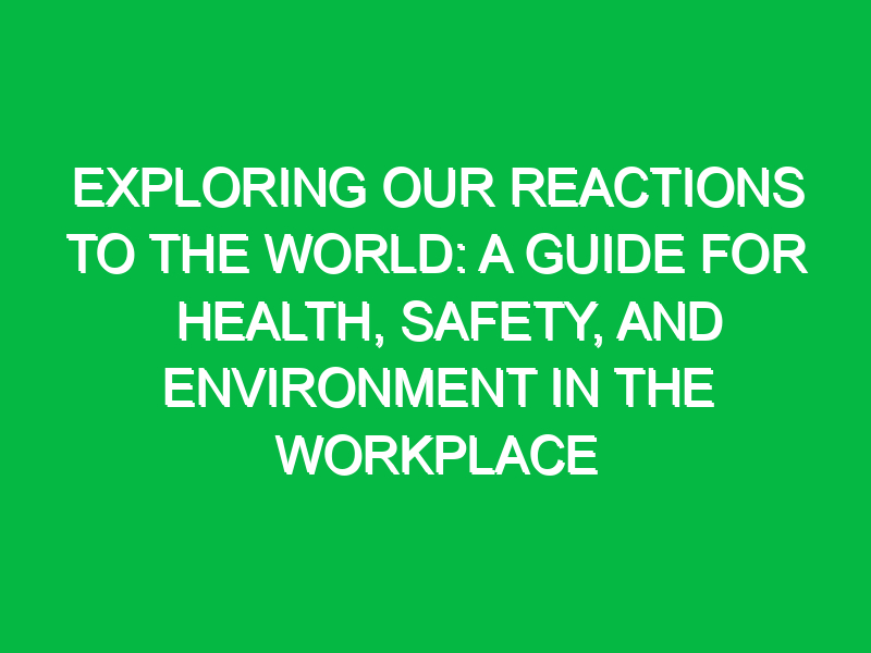 Exploring Our Reactions to the World: A Guide for Health, Safety, and Environment in the Workplace