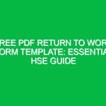 Free PDF Return to Work Form Template: Essential HSE Guide