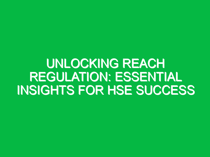 Unlocking REACH Regulation: Essential Insights for HSE Success