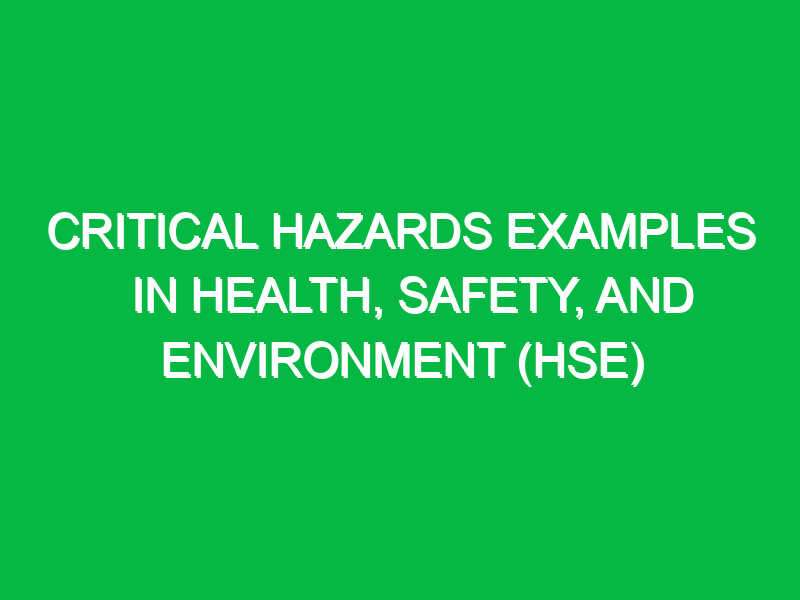 Critical Hazards Examples in Health, Safety, and Environment (HSE)