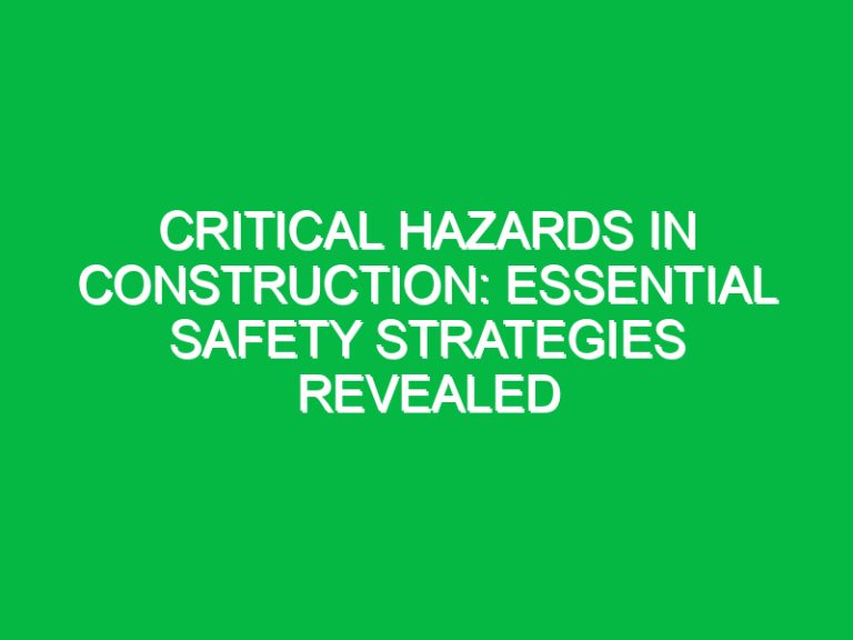 hazards in construction industry Archives Safety Notes
