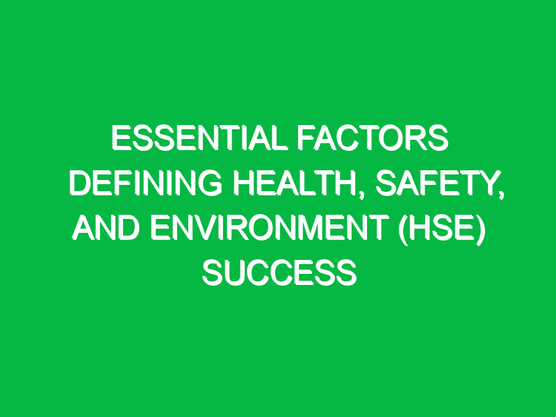 Essential Factors Defining Health, Safety, and Environment (HSE) Success