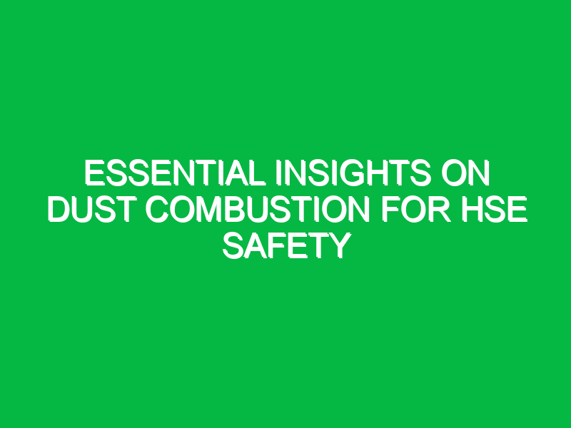 Essential Insights on Dust Combustion for HSE Safety