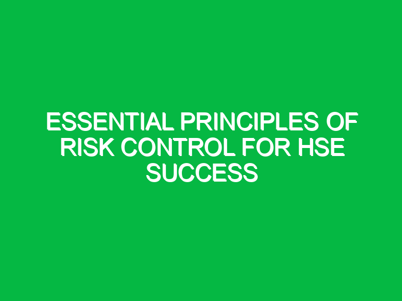 Essential Principles of Risk Control for HSE Success