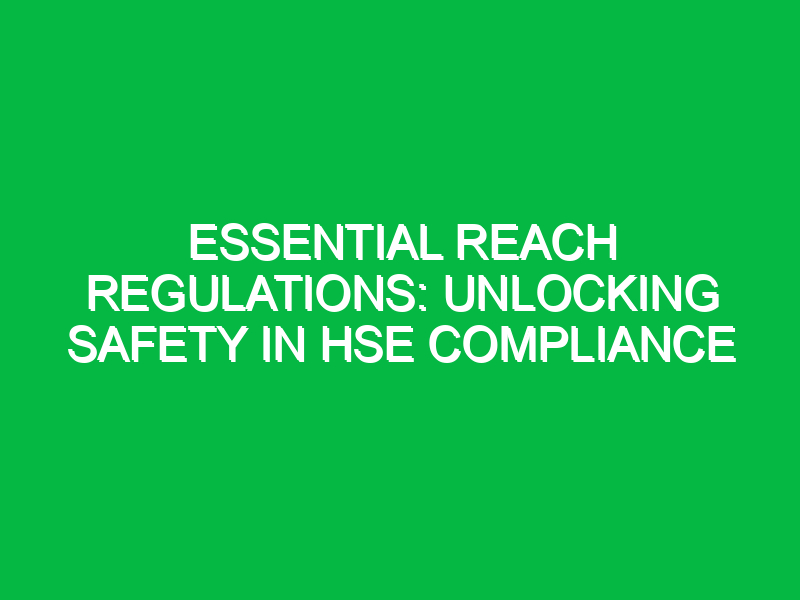 Essential REACH Regulations: Unlocking Safety in HSE Compliance
