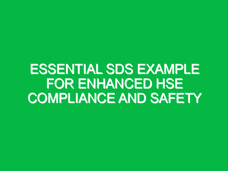 Essential SDS Example for Enhanced HSE Compliance and Safety