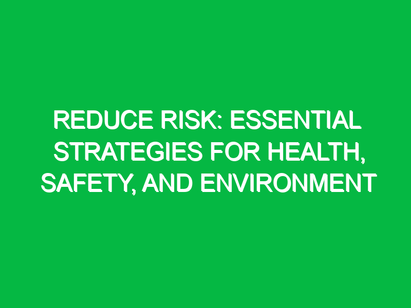 Reduce Risk: Essential Strategies for Health, Safety, and Environment
