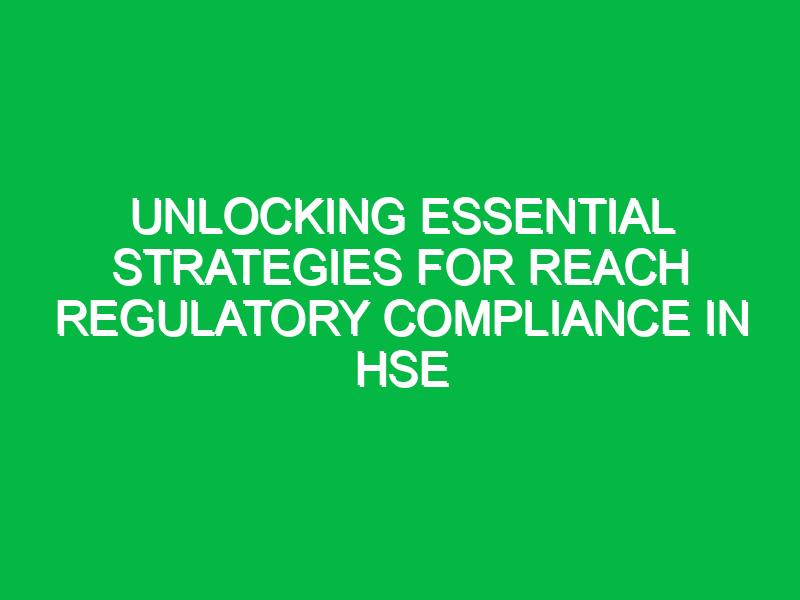 Unlocking Essential Strategies for REACH Regulatory Compliance in HSE
