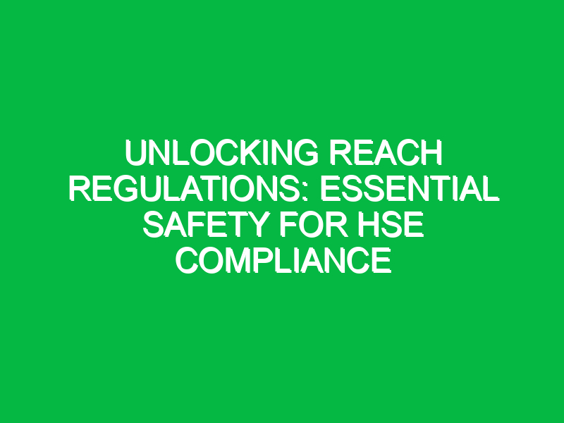 Unlocking REACH Regulations: Essential Safety for HSE Compliance