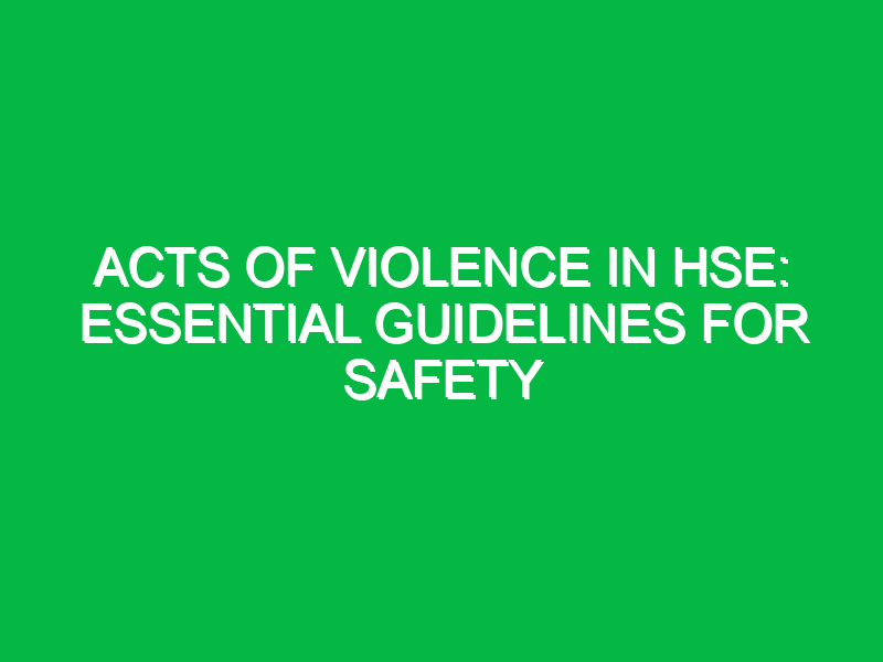 Acts of Violence in HSE: Essential Guidelines for Safety