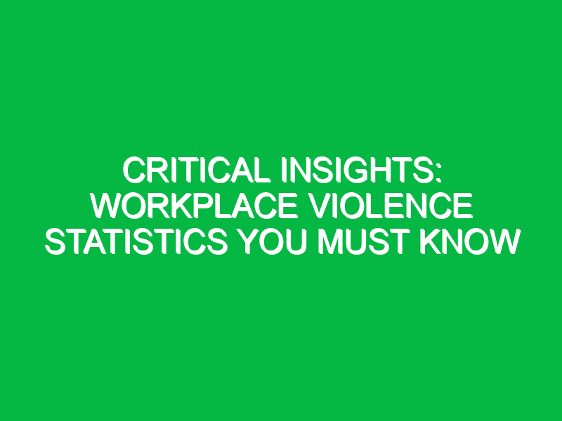 Critical Insights: Workplace Violence Statistics You Must Know