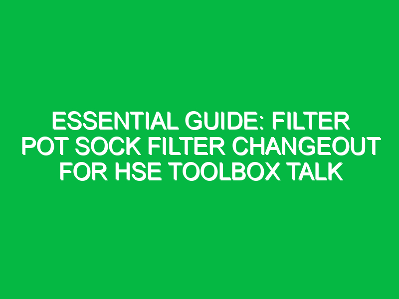 Essential Guide: Filter Pot Sock Filter Changeout for HSE Toolbox Talk