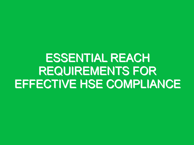 Essential Reach Requirements for Effective HSE Compliance