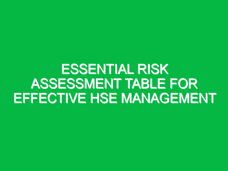 Essential Risk Assessment Table for Effective HSE Management