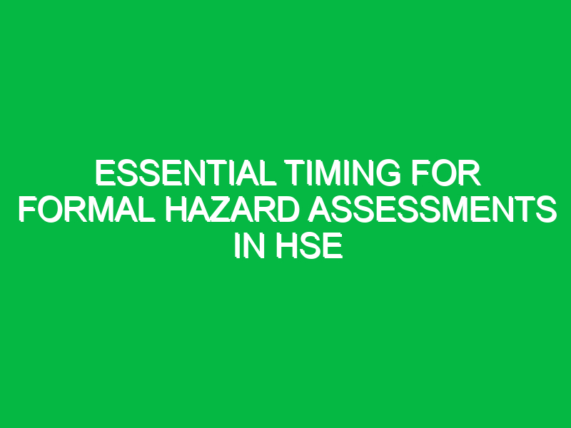 Essential Timing for Formal Hazard Assessments in HSE