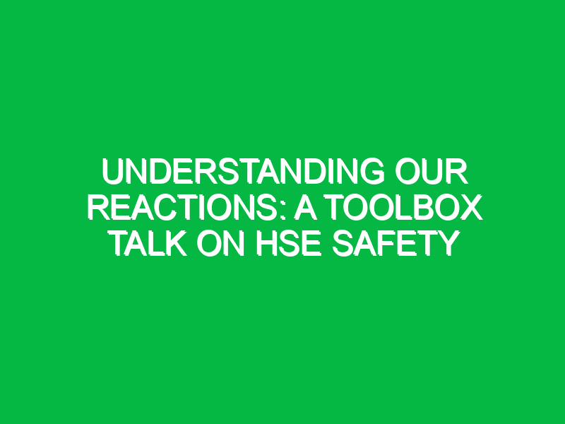 Understanding Our Reactions: A Toolbox Talk on HSE Safety