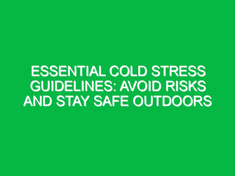 Essential Cold Stress Guidelines: Avoid Risks and Stay Safe Outdoors