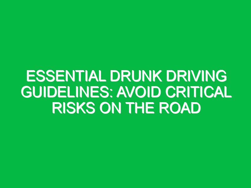 Essential Drunk Driving Guidelines: Avoid Critical Risks on the Road
