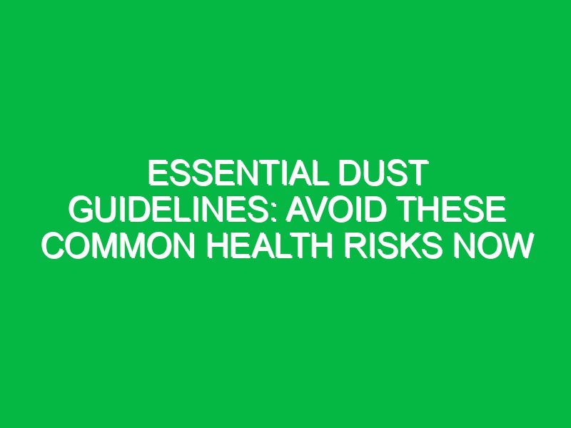 Essential Dust Guidelines: Avoid These Common Health Risks Now
