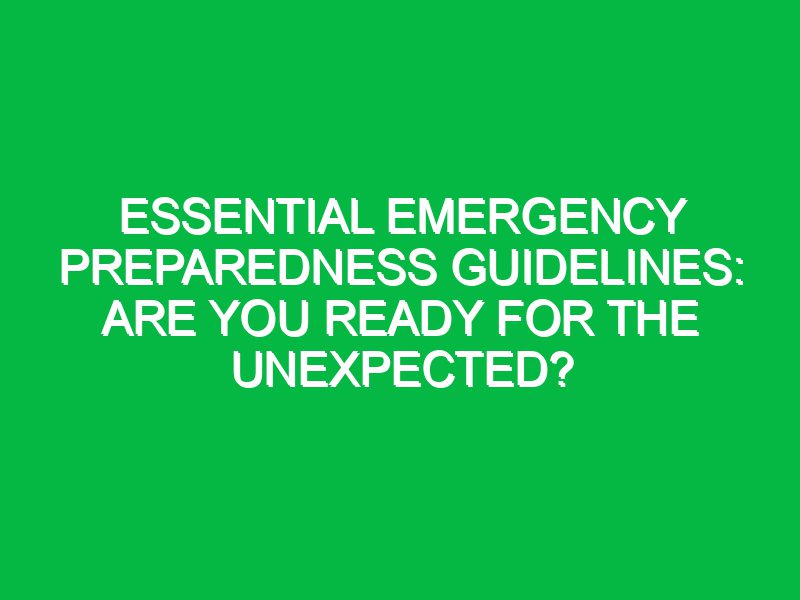 Essential Emergency Preparedness Guidelines: Are You Ready for the Unexpected?