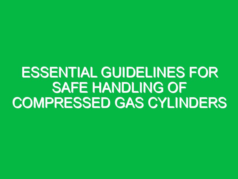 Essential Guidelines for Safe Handling of Compressed Gas Cylinders