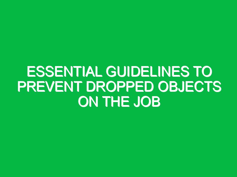 Essential Guidelines to Prevent Dropped Objects on the Job