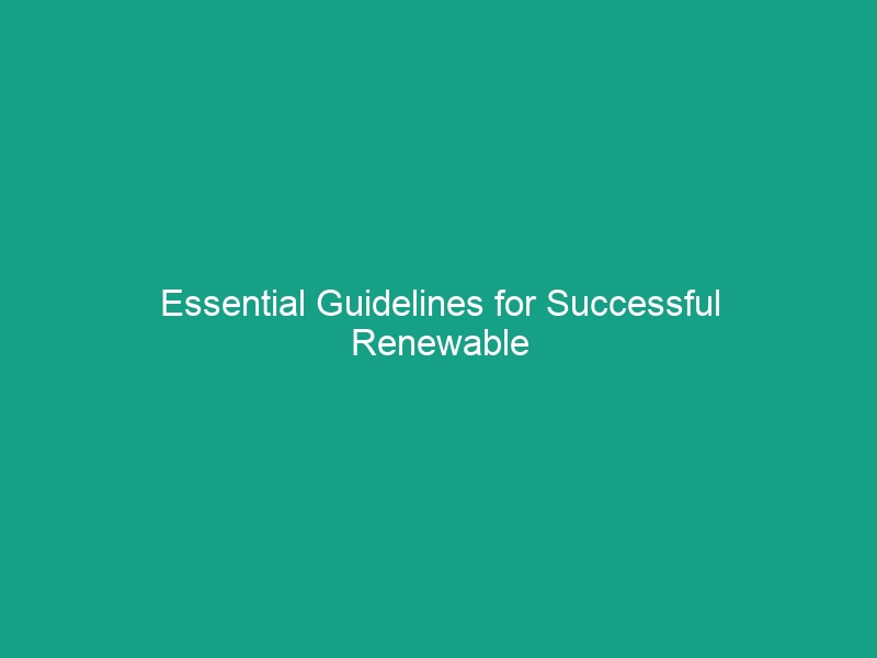 Essential Guidelines for Successful Renewable Energy Adoption in HSE