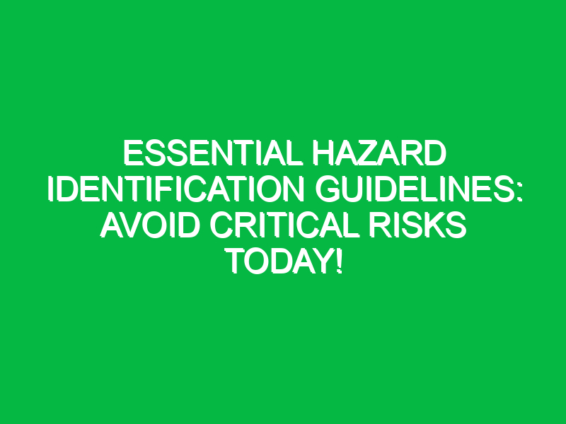 Essential Hazard Identification Guidelines: Avoid Critical Risks Today!