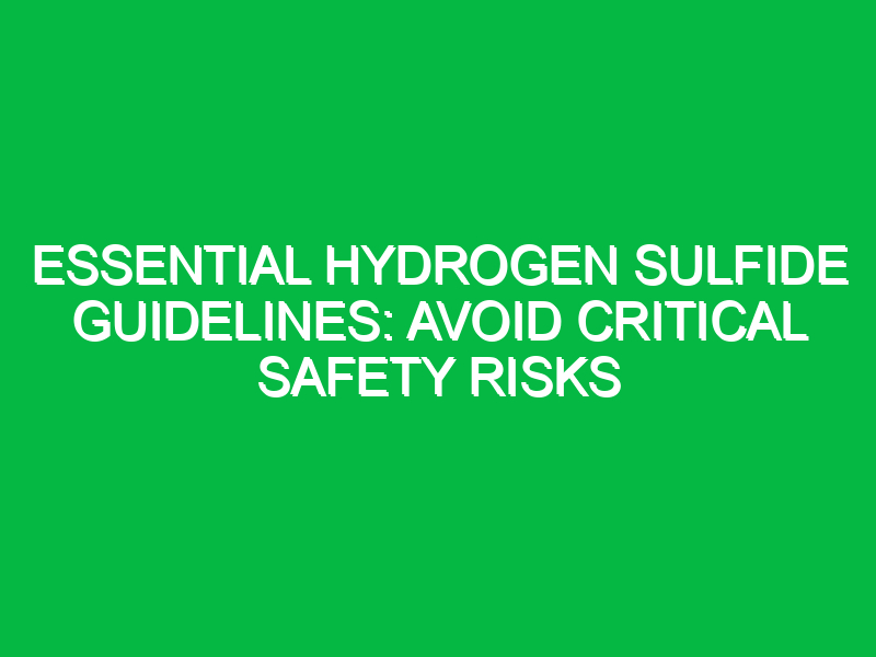 Essential Hydrogen Sulfide Guidelines: Avoid Critical Safety Risks
