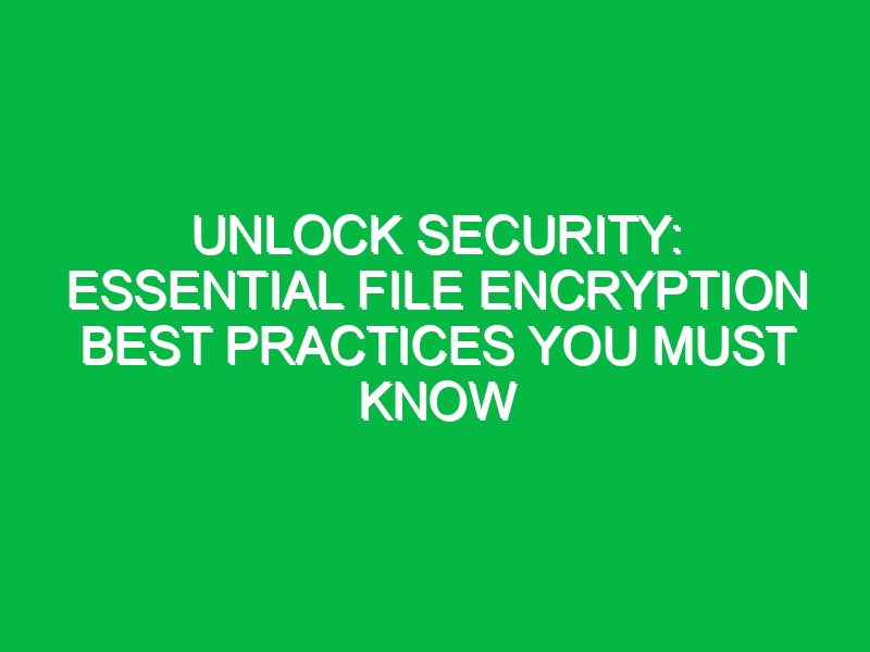 Unlock Security: Essential File Encryption Best Practices You Must Know