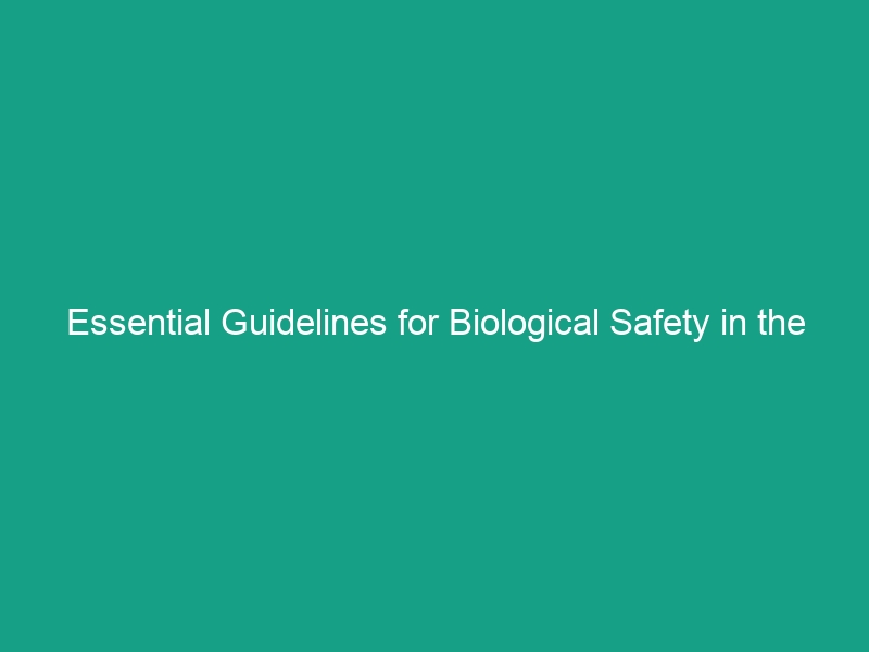 Essential Guidelines for Biological Safety in the Workplace: Avoid Risks!