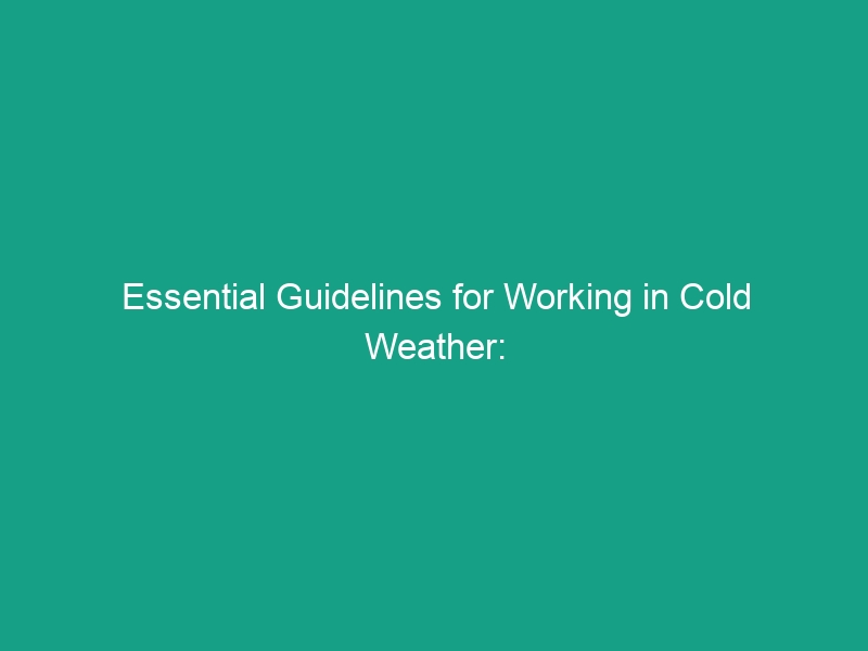 Essential Guidelines for Working in Cold Weather: Stay Safe and Healthy
