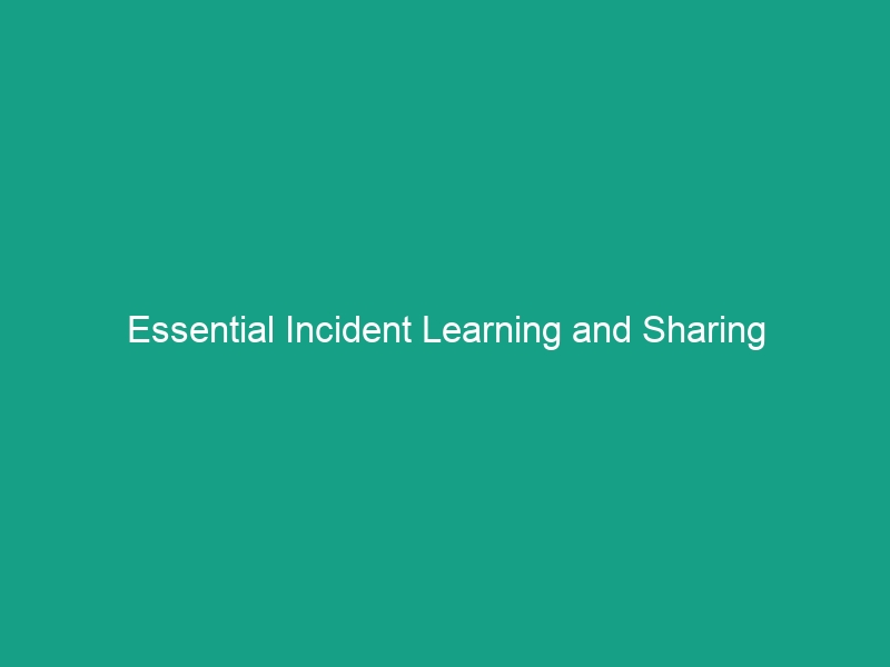 Essential Incident Learning and Sharing Guidelines to Enhance Safety