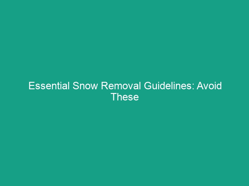 Essential Snow Removal Guidelines: Avoid These Common Hazards!