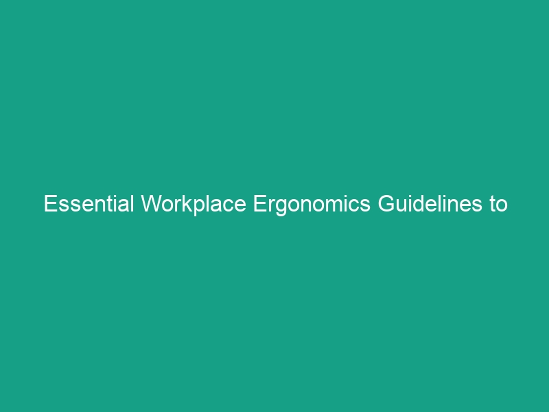 Essential Workplace Ergonomics Guidelines to Boost Comfort and Safety